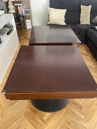 Mesa de centro cuadrada madera pie metálico