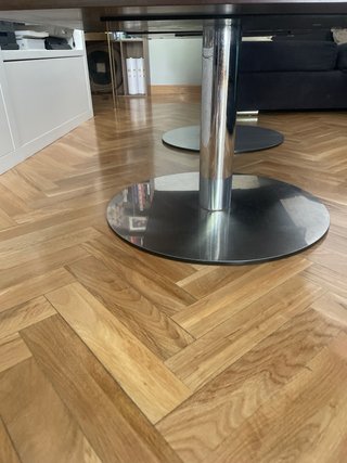 Mesa de centro cuadrada madera pie metálico
