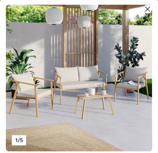 Conjunto de jardín madera y tela