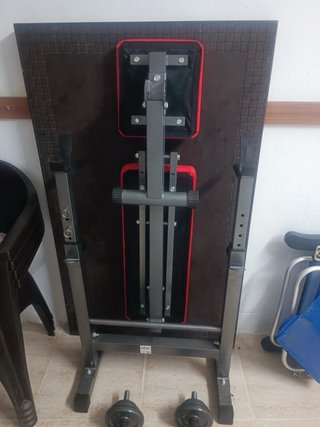 Banco musculación + Barra y Mancuernas 20kg