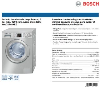 Repuestos Lavadora Bosch Avantixx 8 Vario INOX