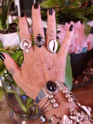 Conjunto Vintage Plata y Ónix
