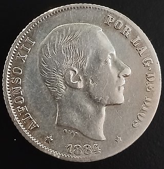 20 Centavos de Peso 1884 Manila ¡Plata! (Alf. XII)