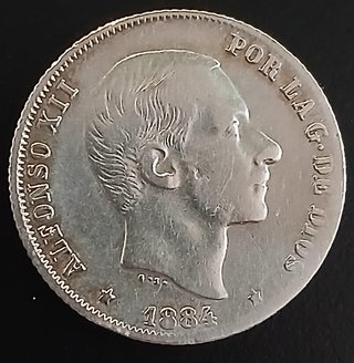 20 Centavos de Peso 1884 Manila ¡Plata! (Alf. XII)