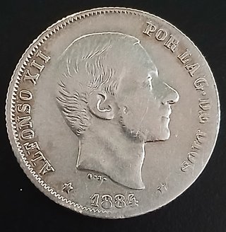 20 Centavos de Peso 1884 Manila ¡Plata! (Alf. XII)