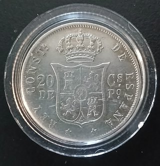 20 Centavos de Peso 1884 Manila ¡Plata! (Alf. XII)