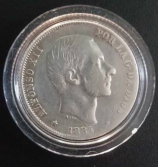 20 Centavos de Peso 1884 Manila ¡Plata! (Alf. XII)