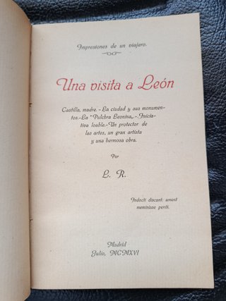 UNA VISITA A LEON. ANTE LA PULCHRA LEONINA. 1916