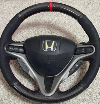 Volante Honda Civic Carbono Piel Roja