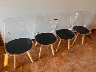 4 Sillas Comedor Transparentes y Negras