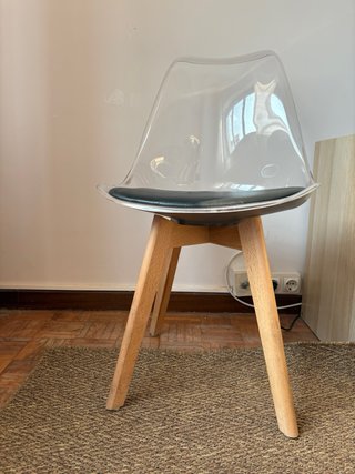 4 Sillas Comedor Transparentes y Negras