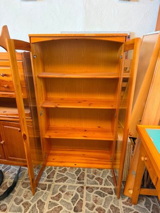 Mueble madera y cristal almacenaje