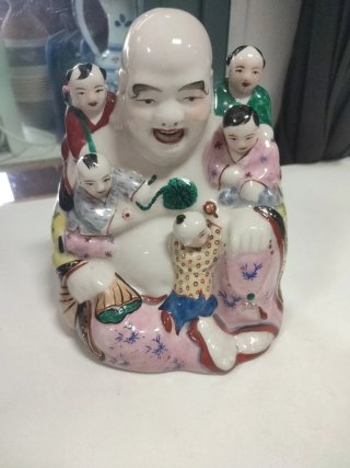 Figura Buda con Niños Porcelana Multicolor