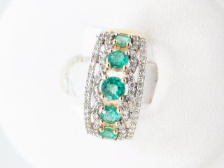 Anillo Oro 18k Diamantes y Esmeraldas