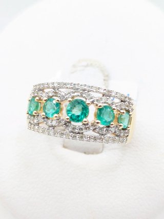 Anillo Oro 18k Diamantes y Esmeraldas