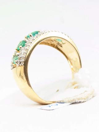 Anillo Oro 18k Diamantes y Esmeraldas