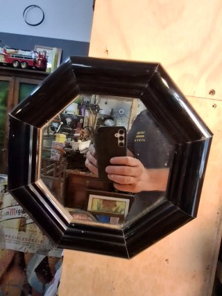 Espejo Vintage Pared Negro Octogonal