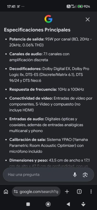 Amplificador Yamaha RX-V650 Negro