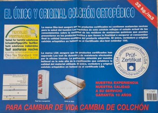 Colchón ortopédico con núcleo de Biocel 32kg/m3