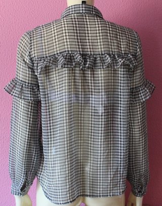 Blusa cuadros volantes H&M semitransparente
