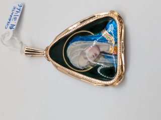 Colgante Oro 18k Esmalte Virgen María