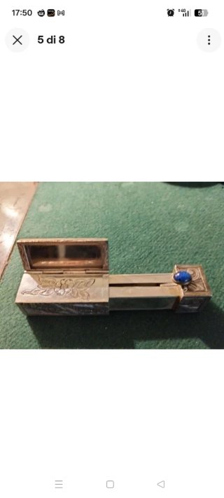 Porta Rossetto Vintage in Argento 800 - Incisione