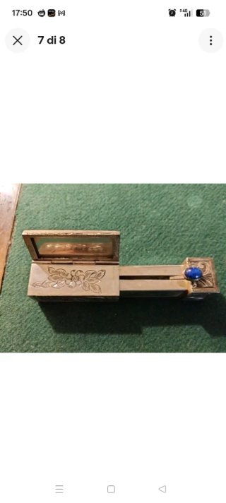 Porta Rossetto Vintage in Argento 800 - Incisione