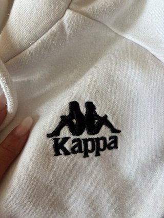 Sudadera Kappa Blanco Crop con Capucha y Bandas