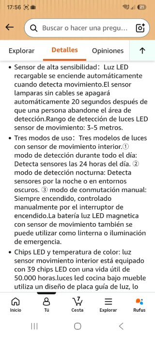 Luz LED con sensor de movimiento nueva precintada