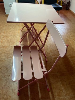 Mesa y 2 Sillas Plegables Rojo claro