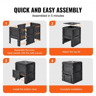 Bin de Compostaje para Jardín de 80 Gal, Composter Libre de BPA, Bin de Compostaje de Gran Capacidad para Exterior con Tapa Superior y Puerta Inferior, Montaje Fácil, Ligero, Creación Rápida de Su...