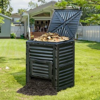 Bin de Compostaje para Jardín de 80 Gal, Composter Libre de BPA, Bin de Compostaje de Gran Capacidad para Exterior con Tapa Superior y Puerta Inferior, Montaje Fácil, Ligero, Creación Rápida de Su...