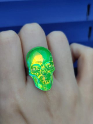 Anillo Calavera Holográfica Verde