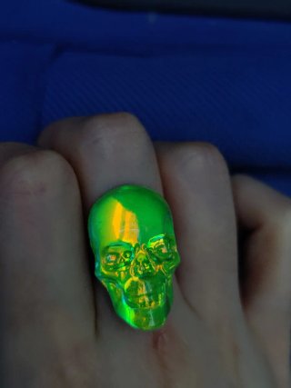 Anillo Calavera Holográfica Verde