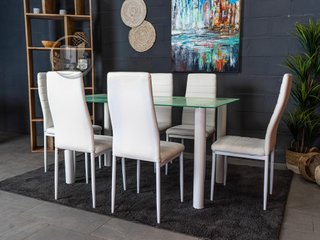 Conjunto de mesa con 6 sillas blanco