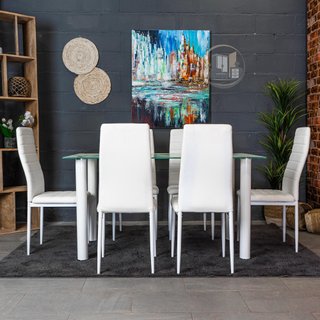 Conjunto de mesa con 6 sillas blanco