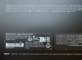 Apple Watch 45mm. Black Unity Braided Solo Loop 7