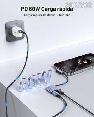 BENFEI Adaptador Auriculares USB-C Audio+PD 60W