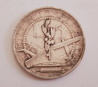 San Marino la Vecchia  Monetazione 5 Lire 1936 Arg