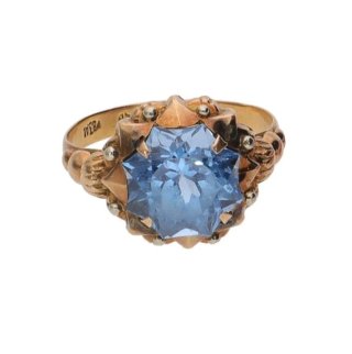 Anello oro giallo 18 kt con acquamarina