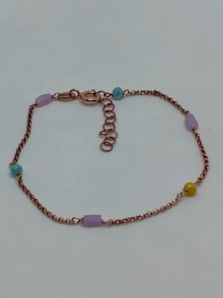 Pulsera Plata 925 Baño Oro Rosa Piedras