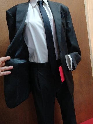 Abito uomo nero elegante taglia 52 un bottone