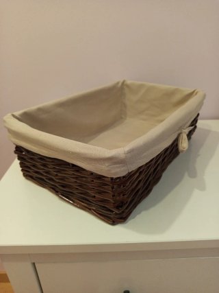 Lote 2 cestas mimbre con tela beige