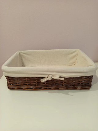 Lote 2 cestas mimbre con tela beige