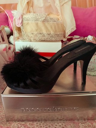 Sandalias Oysho Tacon Pompon Raso Talla 40
