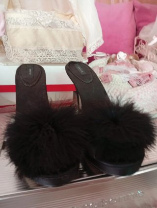 Sandalias Oysho Tacon Pompon Raso Talla 40