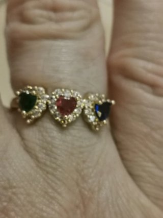 Anillo Triple Corazón Chapado Oro