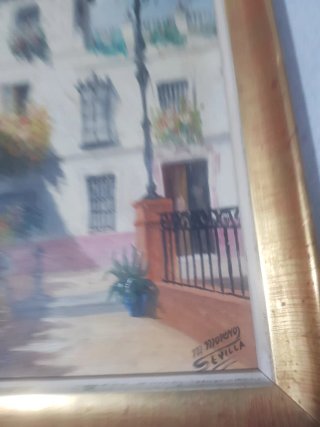 Pintura M. Moreno Calle Típica de Sevilla