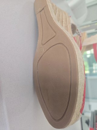 Sandalias cuña esparto rojas en piel nuevas