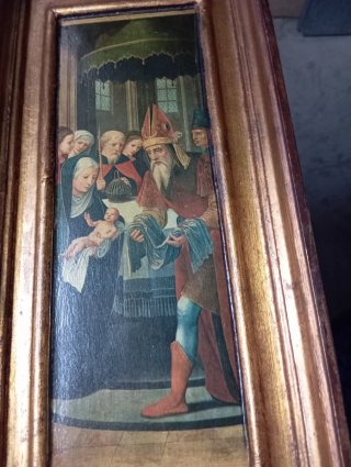Antiguo cuadro tríptico religioso